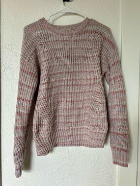 Lucky Brand Marled Pink and Cream Crewneck Sweater